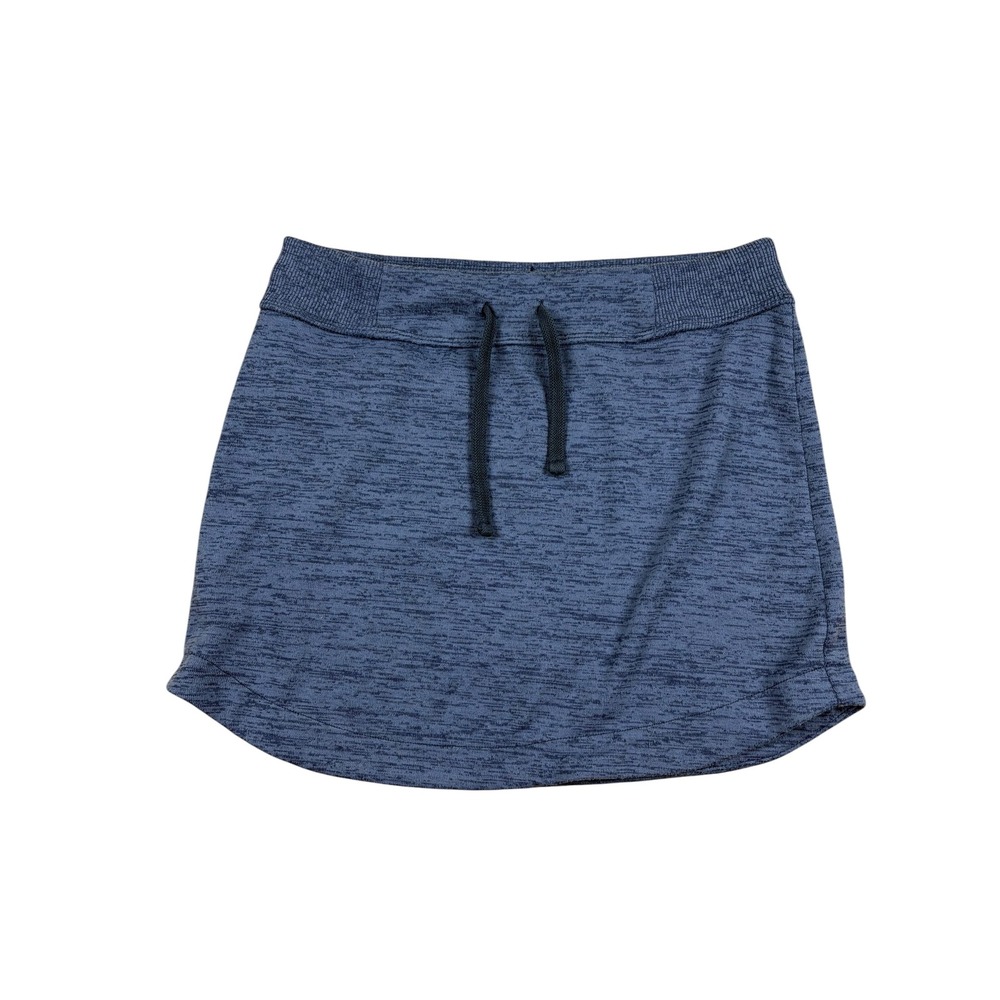 Athleta Blue Mini Skirt Small Activewear stretch Drawstring Back Zip Pocket
